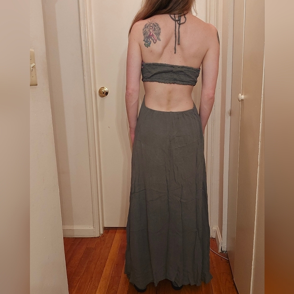 LULUS Earth Green Maxi Dress with Colorful Patterned Top Medium - Picture 5 of 9